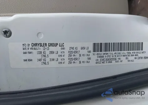 2014 Chrysler Town & Country Touring from USA, damaged, VIN 2C4RC1BG0ER255596